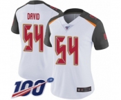 Women's Tampa Bay Buccaneers #54 Lavonte David White Vapor Untouchable Limited Player 100th Season Football Jersey