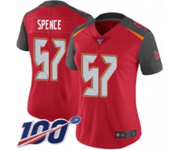 Women's Tampa Bay Buccaneers #57 Noah Spence Red Team Color Vapor Untouchable Limited Player 100th Season Football Jersey