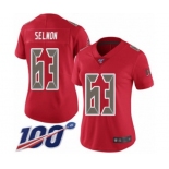 Women's Tampa Bay Buccaneers #63 Lee Roy Selmon Limited Red Rush Vapor Untouchable 100th Season Football Jersey