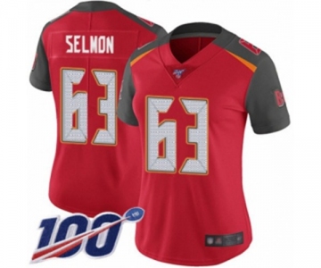 Women's Tampa Bay Buccaneers #63 Lee Roy Selmon Red Team Color Vapor Untouchable Limited Player 100th Season Football Jersey