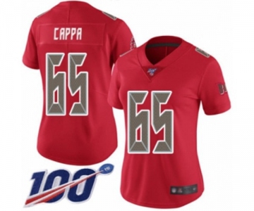 Women's Tampa Bay Buccaneers #65 Alex Cappa Limited Red Rush Vapor Untouchable 100th Season Football Jersey