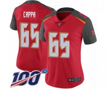 Women's Tampa Bay Buccaneers #65 Alex Cappa Red Team Color Vapor Untouchable Limited Player 100th Season Football Jersey