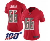 Women's Tampa Bay Buccaneers #66 Ryan Jensen Limited Red Rush Vapor Untouchable 100th Season Football Jersey