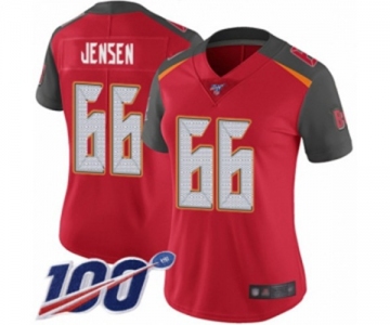 Women's Tampa Bay Buccaneers #66 Ryan Jensen Red Team Color Vapor Untouchable Limited Player 100th Season Football Jersey