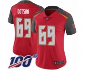 Women's Tampa Bay Buccaneers #69 Demar Dotson Red Team Color Vapor Untouchable Limited Player 100th Season Football Jersey