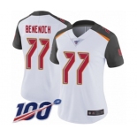 Women's Tampa Bay Buccaneers #77 Caleb Benenoch White Vapor Untouchable Limited Player 100th Season Football Jersey