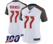 Women's Tampa Bay Buccaneers #77 Caleb Benenoch White Vapor Untouchable Limited Player 100th Season Football Jersey