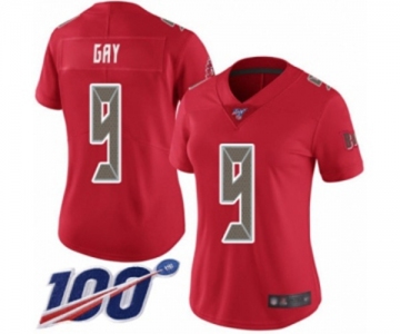 Women's Tampa Bay Buccaneers #9 Matt Gay Limited Red Rush Vapor Untouchable 100th Season Football Jersey