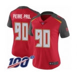 Women's Tampa Bay Buccaneers #90 Jason Pierre-Paul Red Team Color Vapor Untouchable Limited Player 100th Season Football Jersey