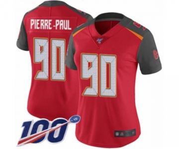 Women's Tampa Bay Buccaneers #90 Jason Pierre-Paul Red Team Color Vapor Untouchable Limited Player 100th Season Football Jersey