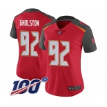 Women's Tampa Bay Buccaneers #92 William Gholston Red Team Color Vapor Untouchable Limited Player 100th Season Football Jersey