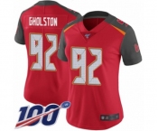 Women's Tampa Bay Buccaneers #92 William Gholston Red Team Color Vapor Untouchable Limited Player 100th Season Football Jersey