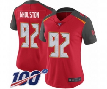 Women's Tampa Bay Buccaneers #92 William Gholston Red Team Color Vapor Untouchable Limited Player 100th Season Football Jersey