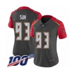 Women's Tampa Bay Buccaneers #93 Ndamukong Suh Limited Gray Inverted Legend 100th Season Football Jersey