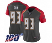 Women's Tampa Bay Buccaneers #93 Ndamukong Suh Limited Gray Inverted Legend 100th Season Football Jersey