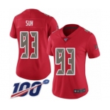 Women's Tampa Bay Buccaneers #93 Ndamukong Suh Limited Red Rush Vapor Untouchable 100th Season Football Jersey