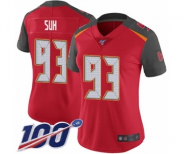 Women's Tampa Bay Buccaneers #93 Ndamukong Suh Red Team Color Vapor Untouchable Limited Player 100th Season Football Jersey