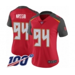 Women's Tampa Bay Buccaneers #94 Carl Nassib Red Team Color Vapor Untouchable Limited Player 100th Season Football Jersey