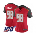 Women's Tampa Bay Buccaneers #98 Anthony Nelson Red Team Color Vapor Untouchable Limited Player 100th Season Football Jersey