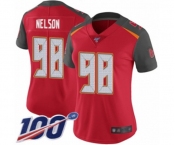 Women's Tampa Bay Buccaneers #98 Anthony Nelson Red Team Color Vapor Untouchable Limited Player 100th Season Football Jersey