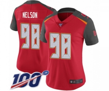 Women's Tampa Bay Buccaneers #98 Anthony Nelson Red Team Color Vapor Untouchable Limited Player 100th Season Football Jersey