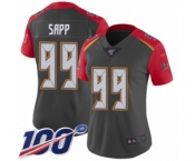 Women's Tampa Bay Buccaneers #99 Warren Sapp Limited Gray Inverted Legend 100th Season Football Jersey