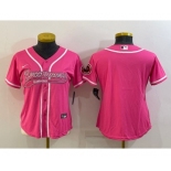 Women's Tampa Bay Buccaneers Blank Pink With Patch Cool Base Stitched Baseball Jersey