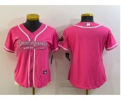 Women's Tampa Bay Buccaneers Blank Pink With Patch Cool Base Stitched Baseball Jersey