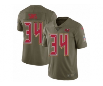 Youth Nike Tampa Bay Buccaneers #34 Charles Sims Limited Olive 2017 Salute to Service NFL Jersey