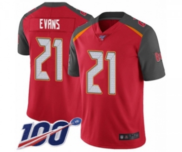 Youth Tampa Bay Buccaneers #21 Justin Evans Red Team Color Vapor Untouchable Limited Player 100th Season Football Jersey