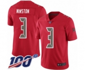 Youth Tampa Bay Buccaneers #3 Jameis Winston Limited Red Rush Vapor Untouchable 100th Season Football Jersey