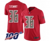 Youth Tampa Bay Buccaneers #36 M.J. Stewart Limited Red Rush Vapor Untouchable 100th Season Football Jersey