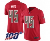 Youth Tampa Bay Buccaneers #45 Devin White Limited Red Rush Vapor Untouchable 100th Season Football Jersey