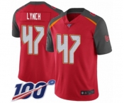 Youth Tampa Bay Buccaneers #47 John Lynch Red Team Color Vapor Untouchable Limited Player 100th Season Football Jersey