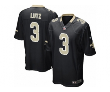 Men's Nike New Orleans Saints #3 Will Lutz Game Black Team Color NFL Jersey