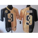 Nike NFL Jerseys New Orleans Saints #9 Drew Brees Black-Gold  [Elite C patch]