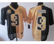 Nike NFL Jerseys New Orleans Saints #9 Drew Brees Black-Gold  [Elite C patch]