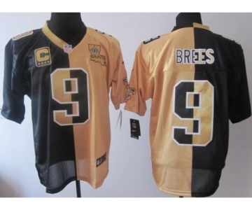 Nike NFL Jerseys New Orleans Saints #9 Drew Brees Black-Gold  [Elite C patch]