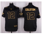 Nike New Orleans Saints #12 Marques Colston Black Pro Line Gold Collection Jersey[Elite]