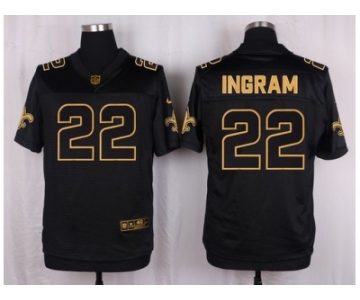 Nike New Orleans Saints #22 Mark Ingram Black Pro Line Gold Collection Jersey[Elite]