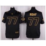 Nike New Orleans Saints #77 Willie Roaf Black Pro Line Gold Collection Jersey[Elite]