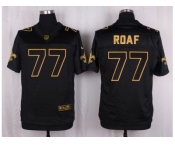 Nike New Orleans Saints #77 Willie Roaf Black Pro Line Gold Collection Jersey[Elite]