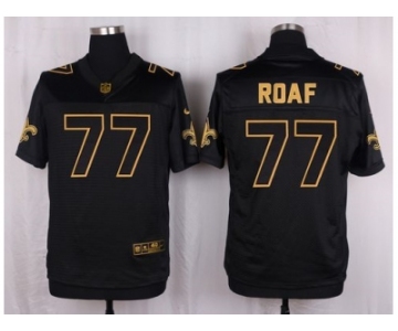 Nike New Orleans Saints #77 Willie Roaf Black Pro Line Gold Collection Jersey[Elite]