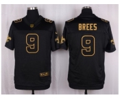 Nike New Orleans Saints #9 Drew Brees Black Pro Line Gold Collection Jersey[Elite]