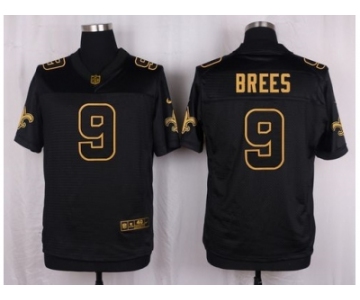 Nike New Orleans Saints #9 Drew Brees Black Pro Line Gold Collection Jersey[Elite]