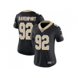 Women Nike New Orleans Saints #92 Marcus Davenport Black Team Color Stitched NFL Vapor Untouchable Limited Jersey