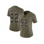 Women Nike New Orleans Saints #92 Marcus Davenport Olive Stitched NFL Limited 2017 Salute to Service Jersey