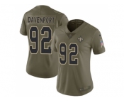 Women Nike New Orleans Saints #92 Marcus Davenport Olive Stitched NFL Limited 2017 Salute to Service Jersey