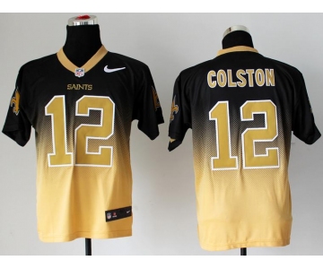 nike nfl jerseys new orleans saints #12 colston black-gold[Elite drift fashion][second version]