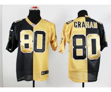 nike nfl jerseys new orleans saints #80 graham gold-black[Elite split]